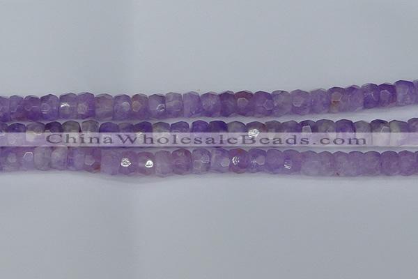 CRB1272 15.5 inches 6*10mm faceted rondelle lavender amethyst beads