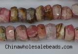 CRB1283 15.5 inches 5*8mm faceted rondelle rhodochrosite beads