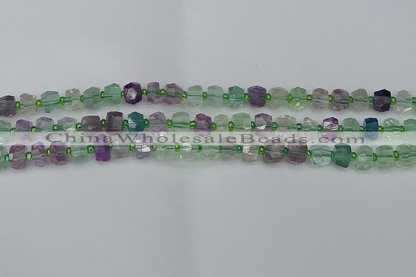 CRB1288 15.5 inches 6*10mm faceted rondelle fluorite beads