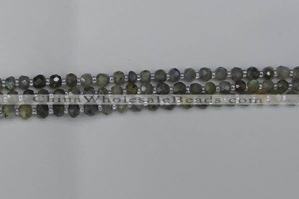 CRB1294 15.5 inches 4*6mm faceted rondelle labradorite beads