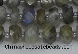 CRB1295 15.5 inches 5*8mm faceted rondelle labradorite beads