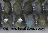 CRB1297 15.5 inches 6*12mm faceted rondelle labradorite beads