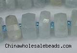 CRB1312 15.5 inches 6*12mm faceted rondelle aquamarine beads