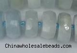 CRB1315 15.5 inches 8*16mm faceted rondelle aquamarine beads