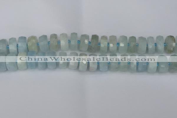 CRB1315 15.5 inches 8*16mm faceted rondelle aquamarine beads