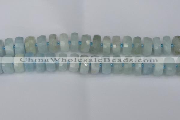 CRB1316 15.5 inches 8*18mm faceted rondelle aquamarine beads