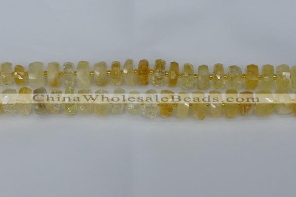 CRB1322 15.5 inches 6*12mm faceted rondelle citrine beads