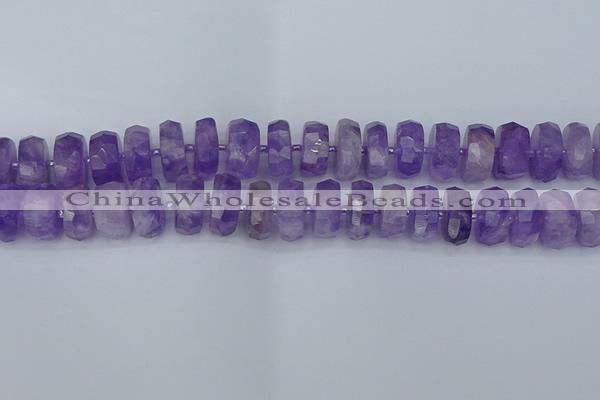 CRB1334 15.5 inches 8*16mm faceted rondelle lavender amethyst beads