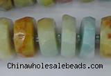 CRB1364 15.5 inches 8*16mm faceted rondelle Chinese amazonite beads