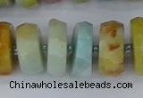 CRB1365 15.5 inches 8*18mm faceted rondelle Chinese amazonite beads