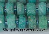 CRB1372 15.5 inches 6*12mm faceted rondelle amazonite beads