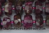 CRB1402 15.5 inches 6*12mm faceted rondelle tourmaline beads