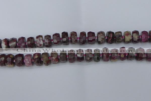 CRB1403 15.5 inches 7*14mm faceted rondelle tourmaline beads