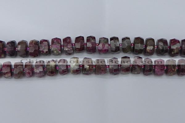 CRB1404 15.5 inches 8*16mm faceted rondelle tourmaline beads