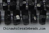 CRB1422 15.5 inches 6*12mm faceted rondelle black tourmaline beads