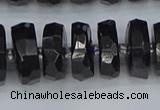 CRB1424 15.5 inches 8*16mm faceted rondelle black tourmaline beads