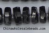 CRB1425 15.5 inches 8*18mm faceted rondelle black tourmaline beads