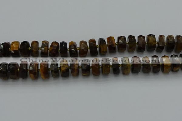 CRB1433 15.5 inches 7*14mm faceted rondelle yellow tiger eye beads
