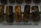 CRB1434 15.5 inches 8*16mm faceted rondelle yellow tiger eye beads