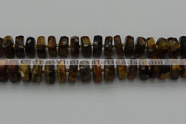 CRB1435 15.5 inches 8*18mm faceted rondelle yellow tiger eye beads