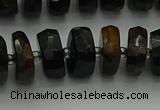 CRB1441 15.5 inches 6*10mm faceted rondelle blue tiger eye beads