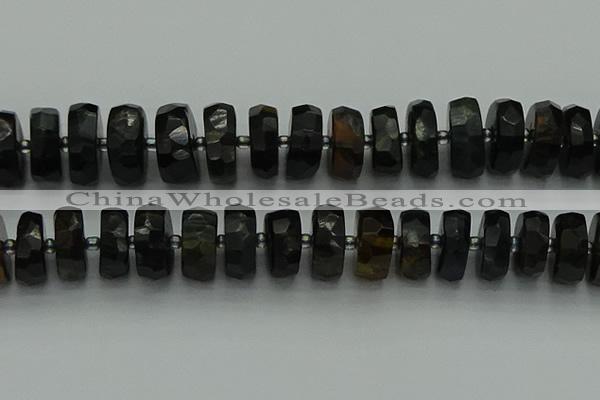 CRB1445 15.5 inches 8*18mm faceted rondelle blue tiger eye beads