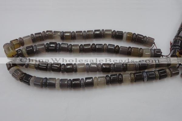 CRB145 15.5 inches 6*12mm & 10*12mm rondelle grey agate beads