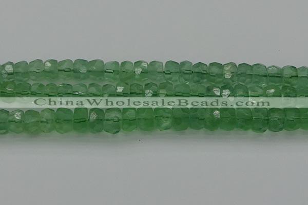 CRB1461 15.5 inches 6*12mm faceted rondelle green fluorite beads