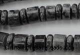 CRB147 15.5 inches 6*12mm & 10*12mm rondelle black labradorite beads