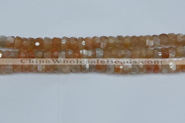 CRB1470 15.5 inches 6*10mm faceted rondelle moonstone beads