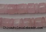 CRB149 15.5 inches 6*12mm & 10*12mm rondelle rose quartz beads