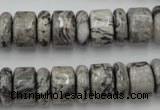 CRB163 15.5 inches 5*14mm & 10*14mm rondelle grey picture jasper beads