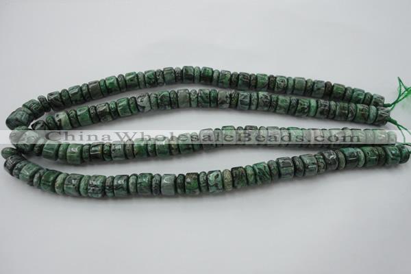 CRB170 15.5 inches 4*10mm – 7*10mm rondelle green picture jasper beads