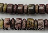 CRB176 15.5 inches 4*12mm – 8*12mm rondelle red artistic jasper beads