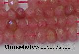 CRB1800 15.5 inches 4*6mm faceted rondelle strawberry quartz beads