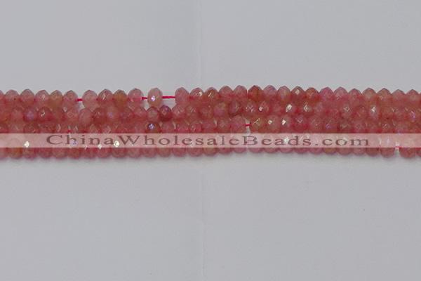 CRB1800 15.5 inches 4*6mm faceted rondelle strawberry quartz beads