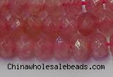 CRB1801 15.5 inches 5*8mm faceted rondelle strawberry quartz beads