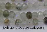 CRB1812 15.5 inches 4*6mm faceted rondelle green rutilated quartz beads