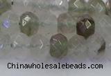 CRB1813 15.5 inches 5*8mm faceted rondelle green rutilated quartz beads