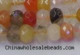 CRB1821 15.5 inches 5*8mm faceted rondelle mixed rutilated quartz beads