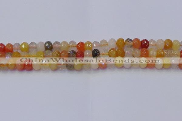 CRB1821 15.5 inches 5*8mm faceted rondelle mixed rutilated quartz beads