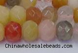 CRB1822 15.5 inches 6*10mm faceted rondelle mixed rutilated quartz beads