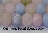 CRB1830 15.5 inches 6*10mm faceted rondelle morganite beads