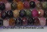 CRB1832 15.5 inches 4*6mm faceted rondelle tourmaline beads