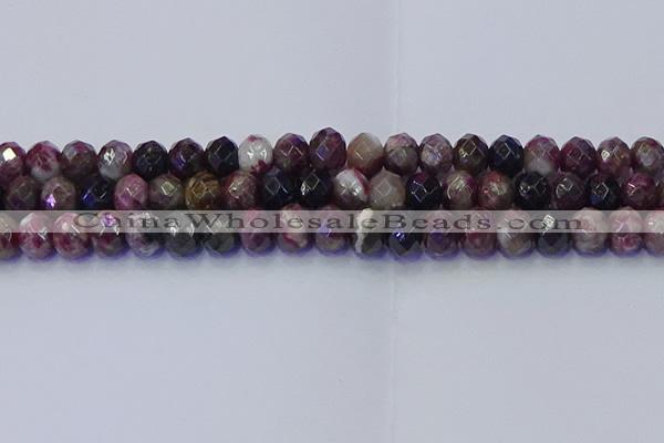 CRB1834 15.5 inches 6*10mm faceted rondelle tourmaline beads