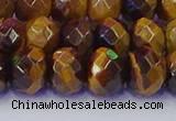 CRB1842 15.5 inches 6*10mm faceted rondelle yellow tiger eye beads