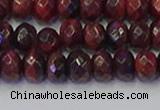 CRB1846 15.5 inches 6*10mm faceted rondelle red tiger eye beads