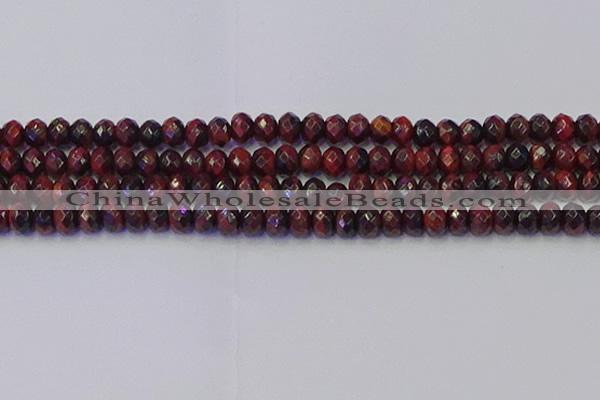 CRB1846 15.5 inches 6*10mm faceted rondelle red tiger eye beads