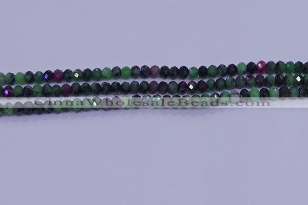 CRB1925 15.5 inches 2.5*4mm faceted rondelle ruby zoisite beads