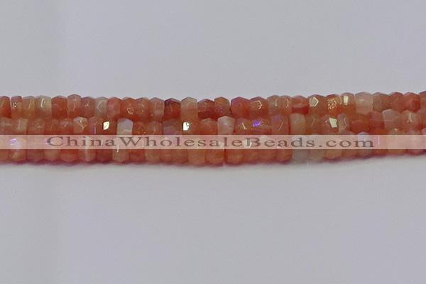 CRB1930 15.5 inches 4*6mm faceted rondelle sunstone beads